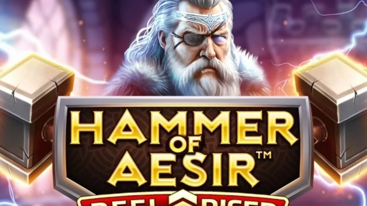 Tampilan visual slot Hammer of Aesir dengan tema mitologi Nordik yang epik